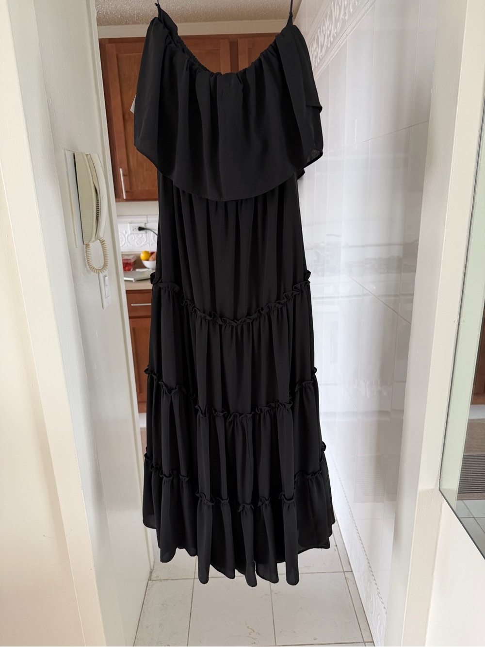 1. State Black Strapless Tiered Dress NWT